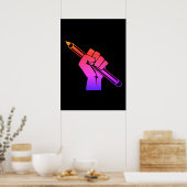 Raise Fist Holding Pencil Rainbow Poster (Küche)