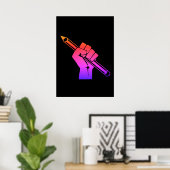 Raise Fist Holding Pencil Rainbow Poster (Heimbüro)
