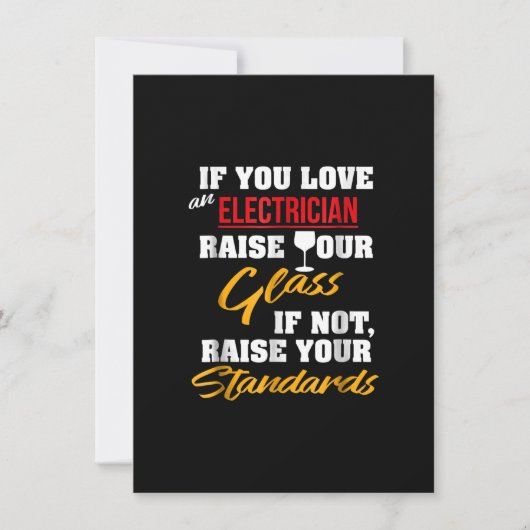 Raise Glass Funny Apprentice Electrician Ehefrau V Mitteilungskarte (Vorderseite)