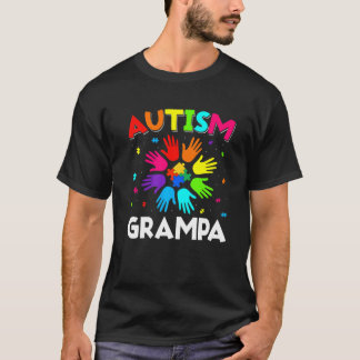 Raise Hand Autism Awareness Grampa Family Support  T-Shirt
