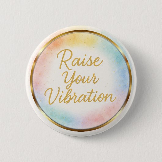 Raise Your Vibration Rainbow Watercolor Energy Button (Vorderseite)