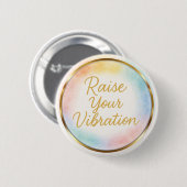Raise Your Vibration Rainbow Watercolor Energy Button (Vorne & Hinten)