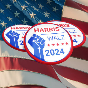 Raised Blue Fist! Kamala Harris/Walz Kampagne 2024 Button