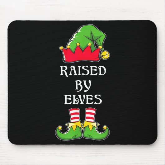 Raised By Elves Funny Christmas Family Elves Squad Mousepad (Vorne)