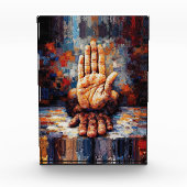 Raised Hand Gesture Expressive Impasto Fotoblock (Vorderseite)