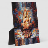Raised Hand Gesture Expressive Impasto Fotoplatte (Seite)