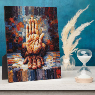 Raised Hand Gesture Expressive Impasto Fotoplatte