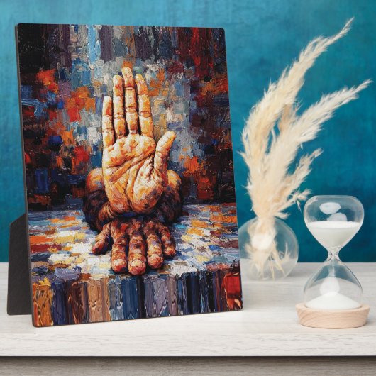 Raised Hand Gesture Expressive Impasto Fotoplatte (Seite)