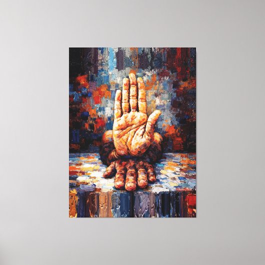 Raised Hand Gesture Expressive Impasto Leinwanddruck (Vorderseite)