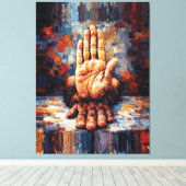 Raised Hand Gesture Expressive Impasto Leinwanddruck (Insitu (Holzboden))