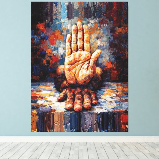 Raised Hand Gesture Expressive Impasto Leinwanddruck (Insitu (Holzboden))