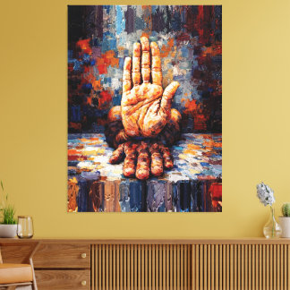 Raised Hand Gesture Expressive Impasto Leinwanddruck