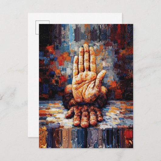 Raised Hand Gesture Expressive Impasto Postkarte (Vorne/Hinten)