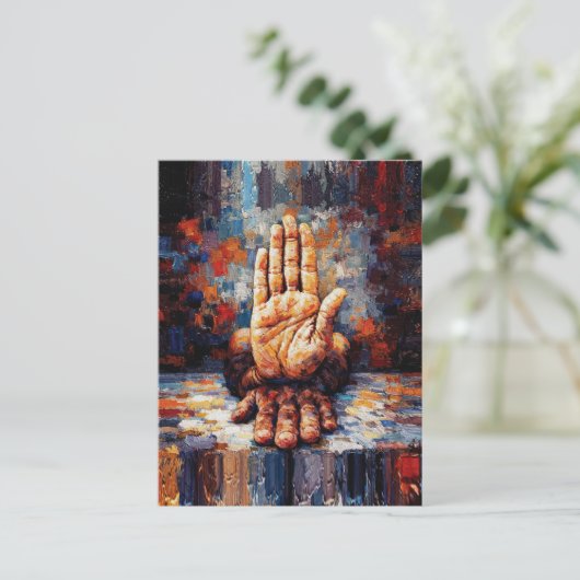 Raised Hand Gesture Expressive Impasto Postkarte (Stehend Vorderseite)