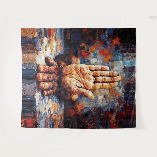 Raised Hand Gesture Expressive Impasto Wandteppich (Vorderseite (Horizontal))