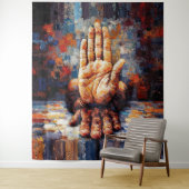 Raised Hand Gesture Expressive Impasto Wandteppich (Beispiel)
