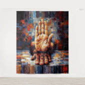 Raised Hand Gesture Expressive Impasto Wandteppich (Vorderseite)