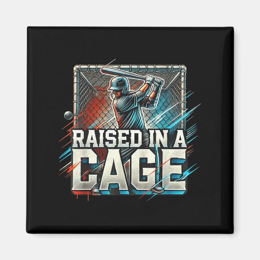 Raised In A Cage Baseball Training, Batting Cage D Magnet (Vorne)