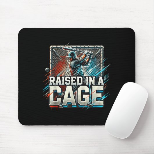 Raised In A Cage Baseball Training, Batting Cage D Mousepad (Mit Mouse)