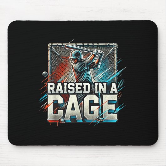 Raised In A Cage Baseball Training, Batting Cage D Mousepad (Vorne)