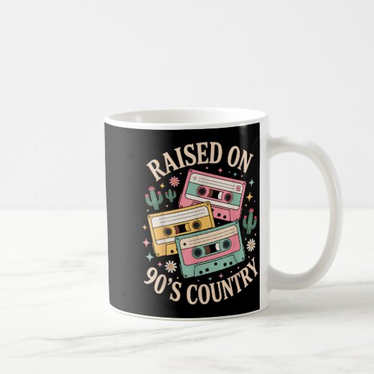 Raised On 90's Country Music Retro Cette Design Kaffeetasse (Rechts)