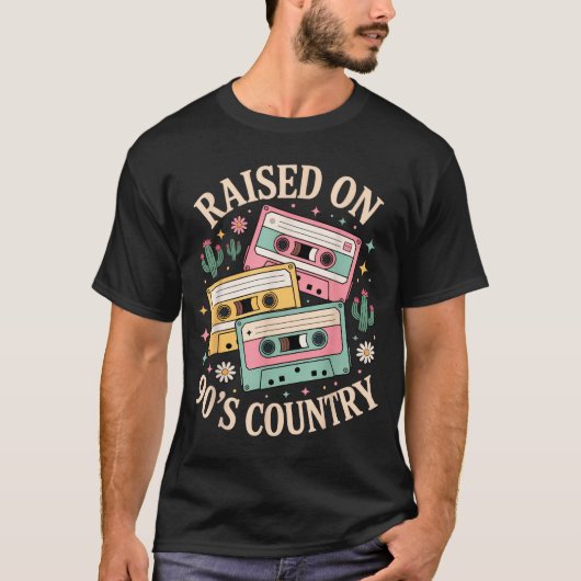 Raised On 90's Country Music Retro Cette Design T-Shirt (Vorderseite)