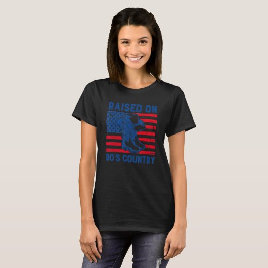Raised On 90's Country Music Western Rodeo Country T-Shirt (Vorne ganz)