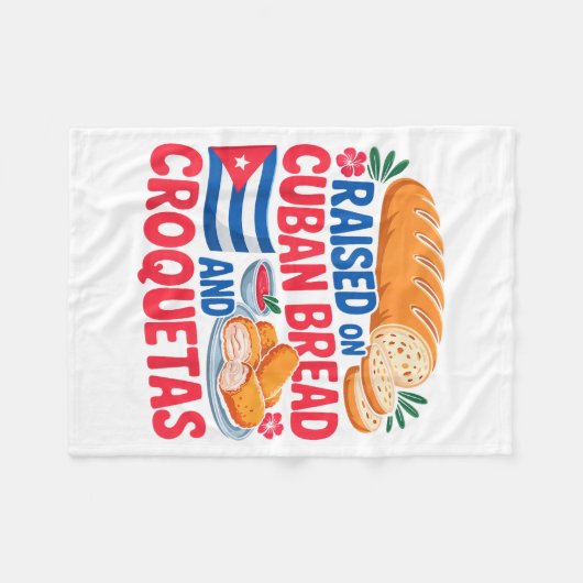 Raised On Cuban Bread And Croquetas Cuba Flag Cuba Fleecedecke (Vorderseite (Horizontal))