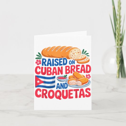 Raised On Cuban Bread And Croquetas Cuba Flag Cuba Karte (Vorderseite)