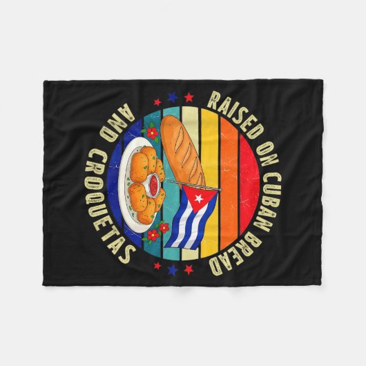 Raised On Cuban Bread And Croquetas Retro Latin He Fleecedecke (Vorderseite (Horizontal))