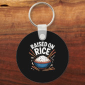 Raised On Rice Food Lover Bowl Design For Fun Casu Schlüsselanhänger (Vorderseite)
