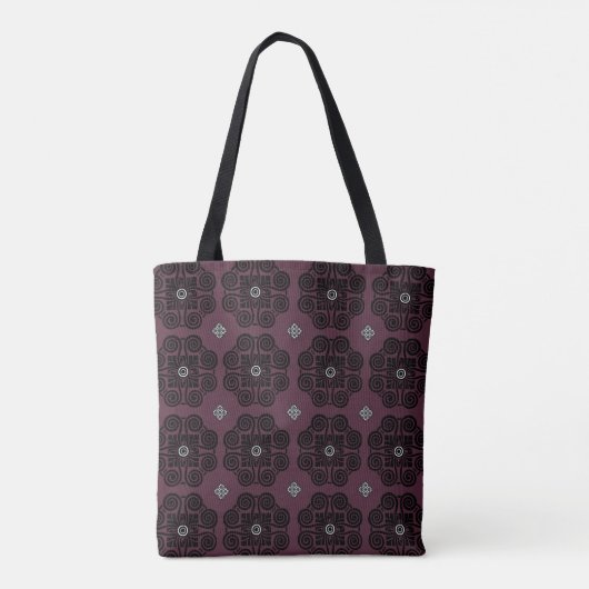 Raisin & Black Scroll Medallion Tote Bag Tasche (Rückseite)