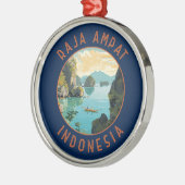 Raja Ampat Indonesia Boat Retro Distressed Circle Ornament Aus Metall (Links)