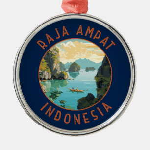 Raja Ampat Indonesia Boat Retro Distressed Circle Ornament Aus Metall