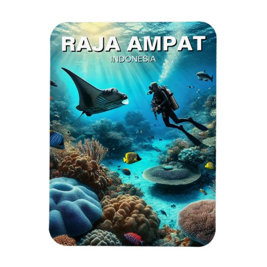 Raja Ampat Indonesia Scuba Diver Magnet (Vertikal)