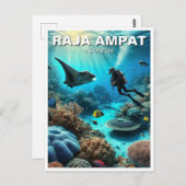 Raja Ampat Indonesia Scuba Diver Postkarte (Vorne/Hinten)