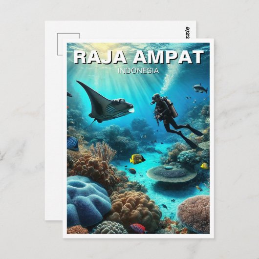 Raja Ampat Indonesia Scuba Diver Postkarte (Vorne/Hinten)