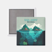 Raja Ampat Indonesia Underwater Scuba Retro Magnet (Vorderseite/Rückseite)