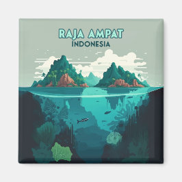 Raja Ampat Indonesia Underwater Scuba Retro Magnet
