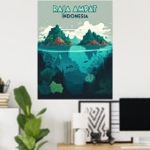 Raja Ampat Indonesia Underwater Scuba Retro Poster (Heimbüro)