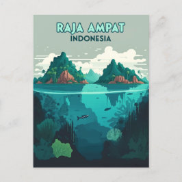 Raja Ampat Indonesia Underwater Scuba Retro Postkarte