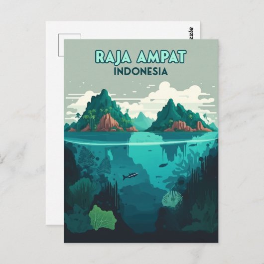 Raja Ampat Indonesia Underwater Scuba Retro Postkarte (Vorne/Hinten)