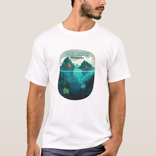 Raja Ampat Indonesia Underwater Scuba Retro T-Shirt (Vorderseite)