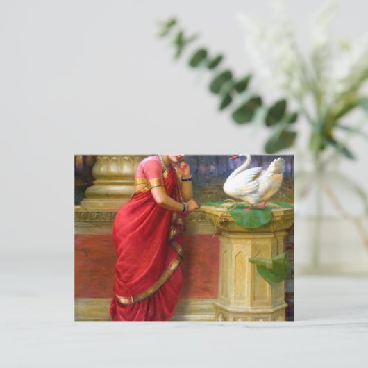 Raja Ravi Varma - Hamsa Damayanti Postkarte (Stehend Vorderseite)