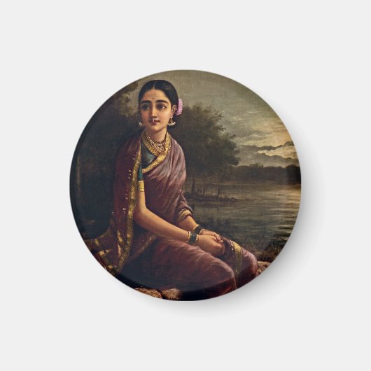 Raja Ravi Varma - Radha im Mondlicht Magnet (Vorne)