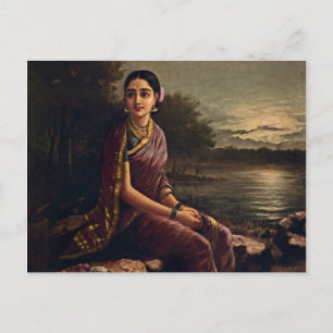 Raja Ravi Varma - Radha im Mondlicht Postkarte