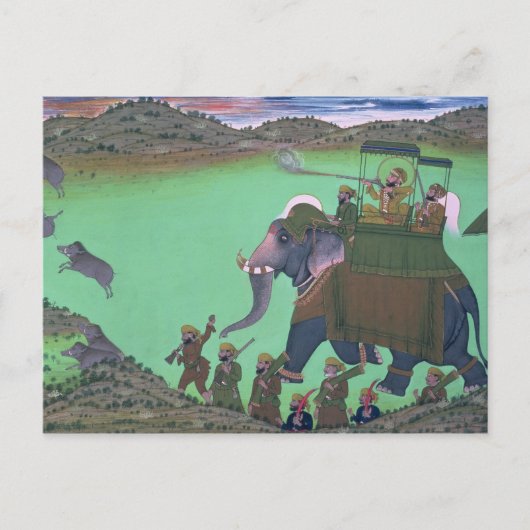 Raja Sarup Singh of Udaipur, auf einer Jagd auf Wi Postkarte (Vorderseite)