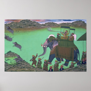 Raja Sarup Singh von Udaipur, auf einer Eberjagd Poster