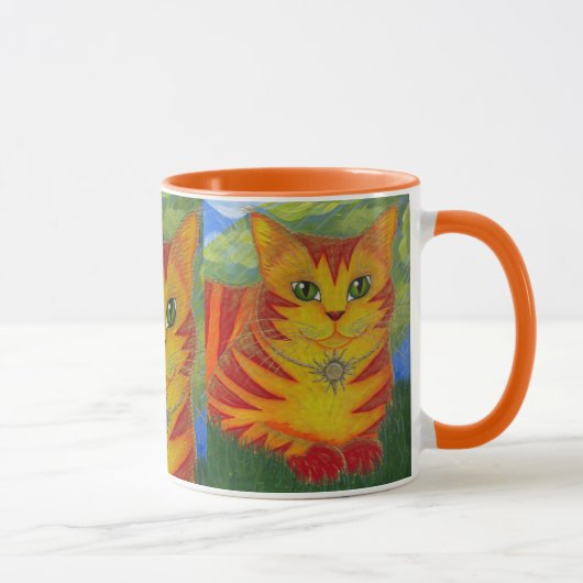 Rajah goldene Goldsun-Katzen-Fantasie-Kunst-Tasse Tasse (Rechts)
