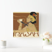 Rajah Vintage Kaffee-Anzeige Quadratische Wanduhr (Zuhause)
